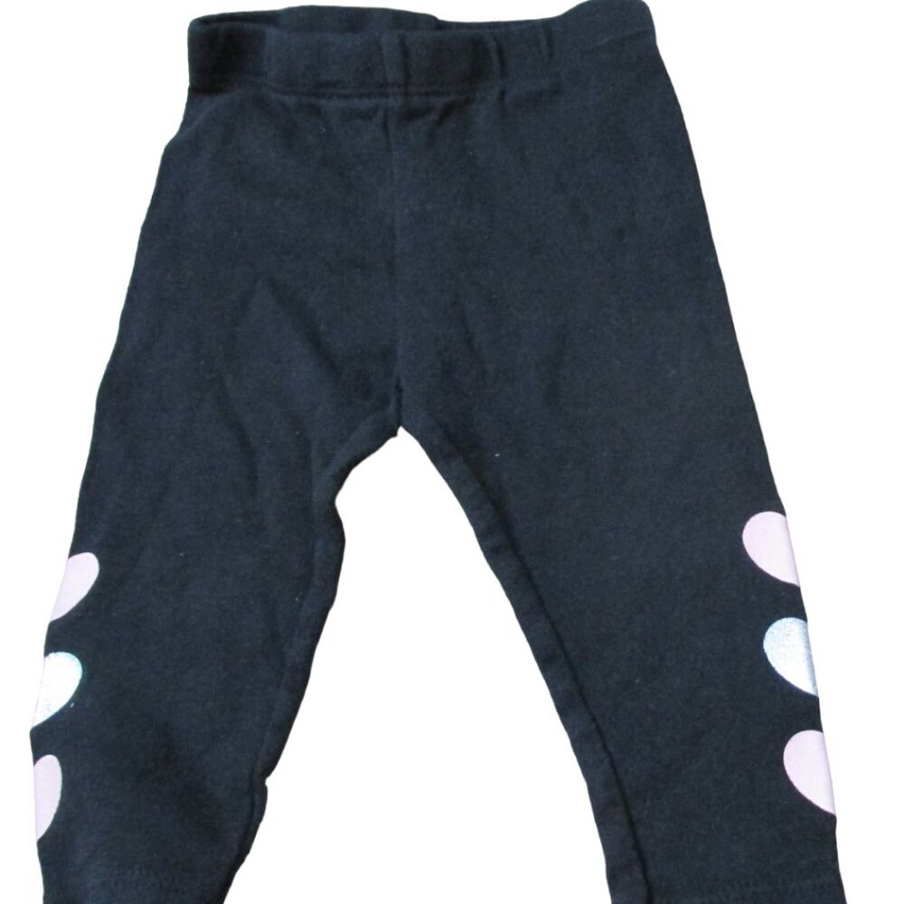 Carters Pull On Sweatpants Infant Girls Size 6M Black Pink Hearts Jogger Bottoms